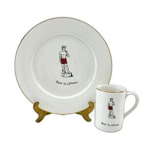 Merry Masterpieces Christmas Plate & Mug Black Tie Optional Michelangelo David